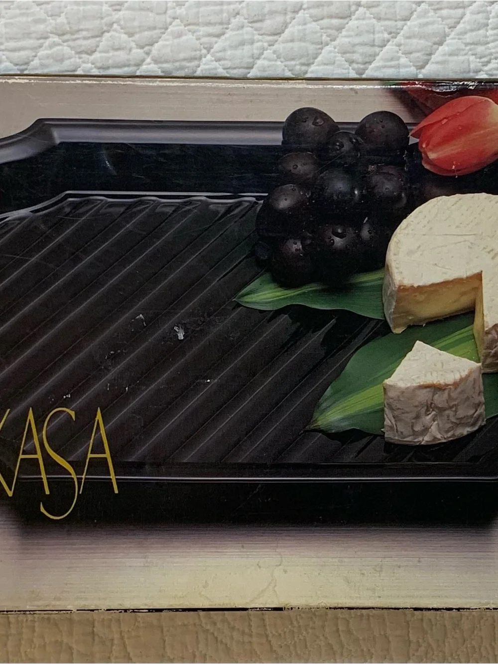 Vintage Mikasa Glossy Black Ribbed Rectangular Serving Platter made in Japan
